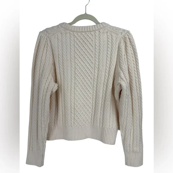 NWT J.Crew 100% Cotton Cable Knit Sweater Ivory Cream BS978 FA23 Pullover - Picture 3 of 10